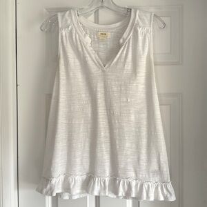 Maeve Anthropologie White Poinsot Ruffle Back Tank Medium